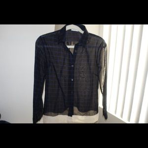 Dries Van Noten Plaid blouse. Navy/Black